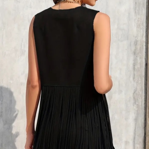 Western laser cut open front solid black vest with fringe NEW - Picture 3 of 6